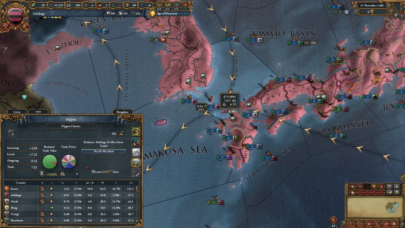 Europa Universalis IV 外交與戰爭介面