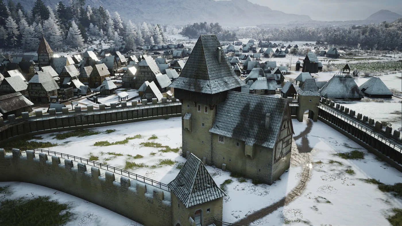 Manor Lords 中世紀村落與田地畫面