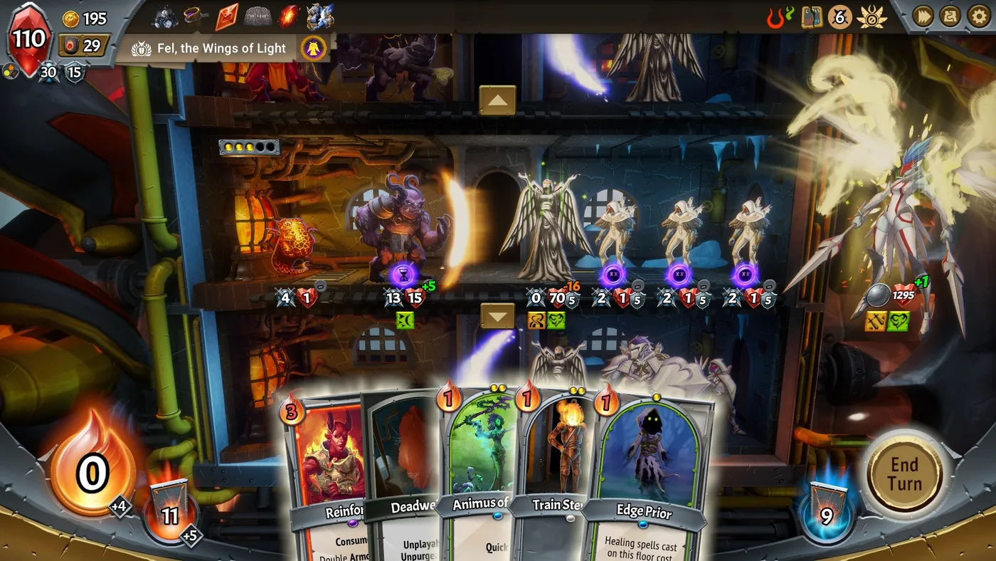 Monster Train boss 與防線畫面