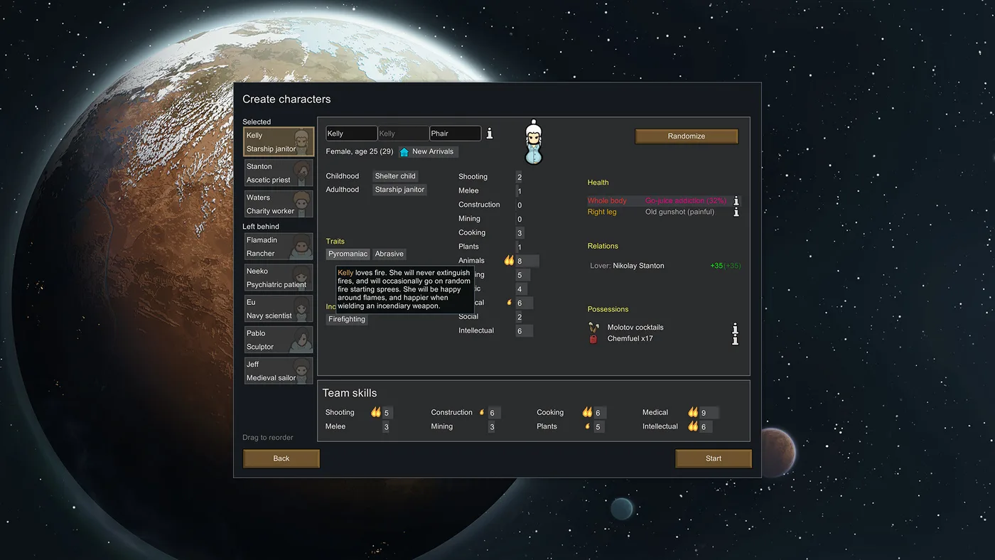 RimWorld 地圖與管理畫面