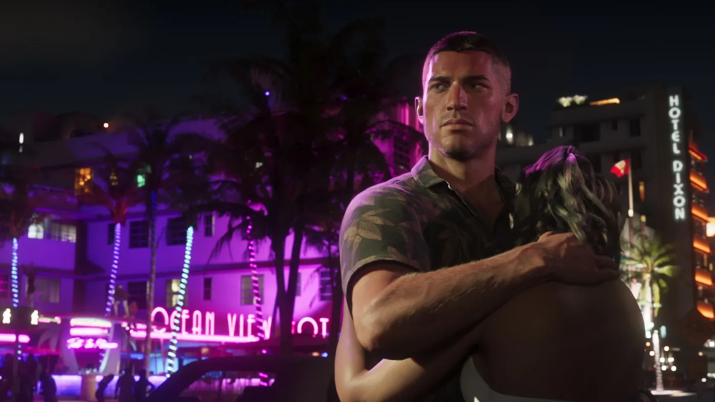 Jason 與 Lucia 在 Vice City 夜色中