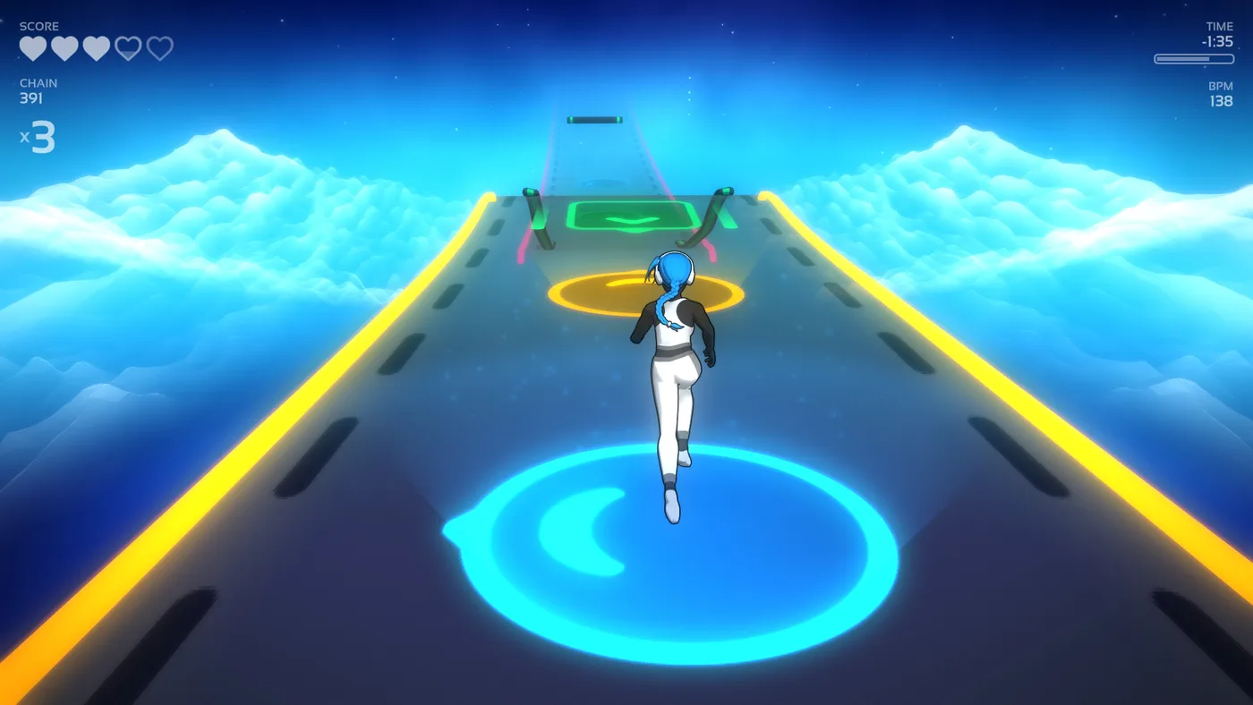 Melody's Escape 2 關卡 UI:不同顏色提示節奏輸入