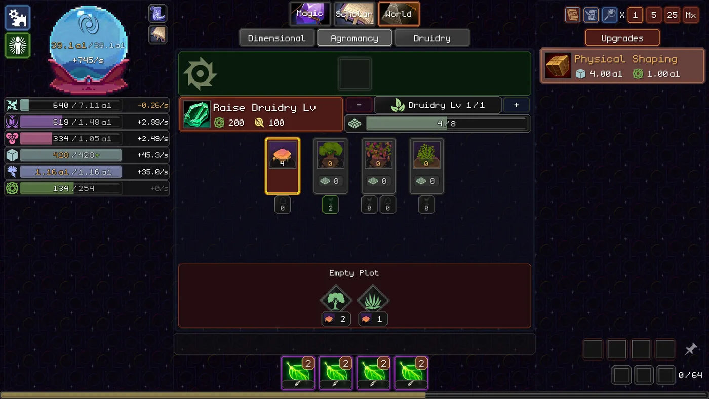 Orb of Creation 多層資源與研究畫面
