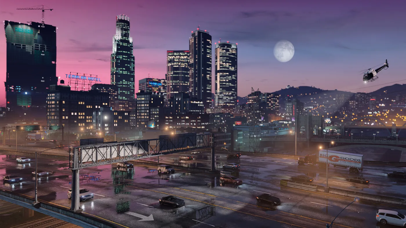 GTA V Enhanced Los Santos street and vehicles