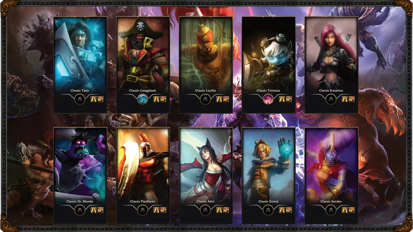 League of Legends Classic 60 個早期代表性 champion