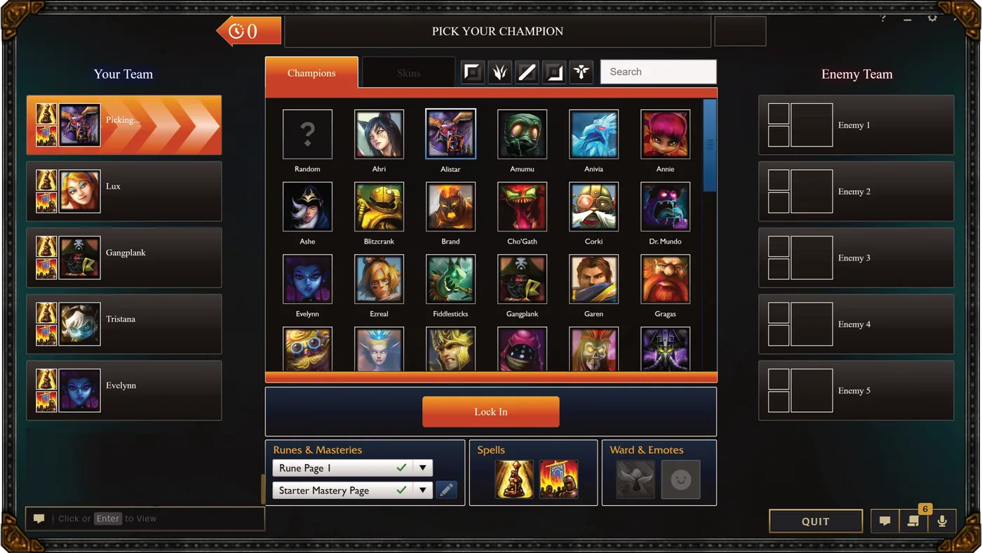 League of Legends Classic champion select 舊介面