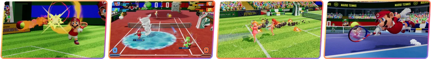 Mario Tennis Fever 球場對戰畫面