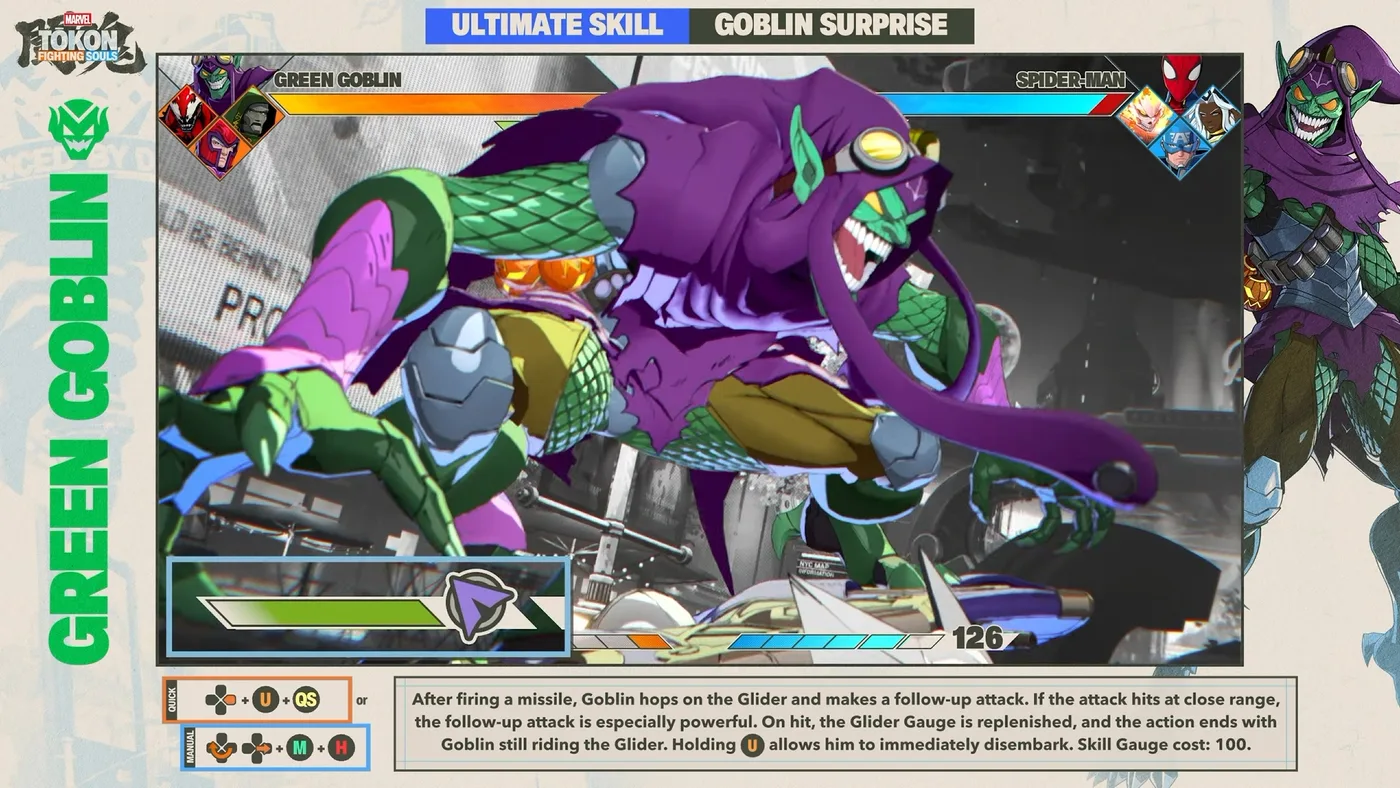 Green Goblin 用 Glider Dash 從空中改變進攻方向