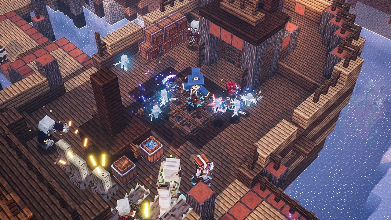 Minecraft Dungeons 雪地多人戰鬥畫面