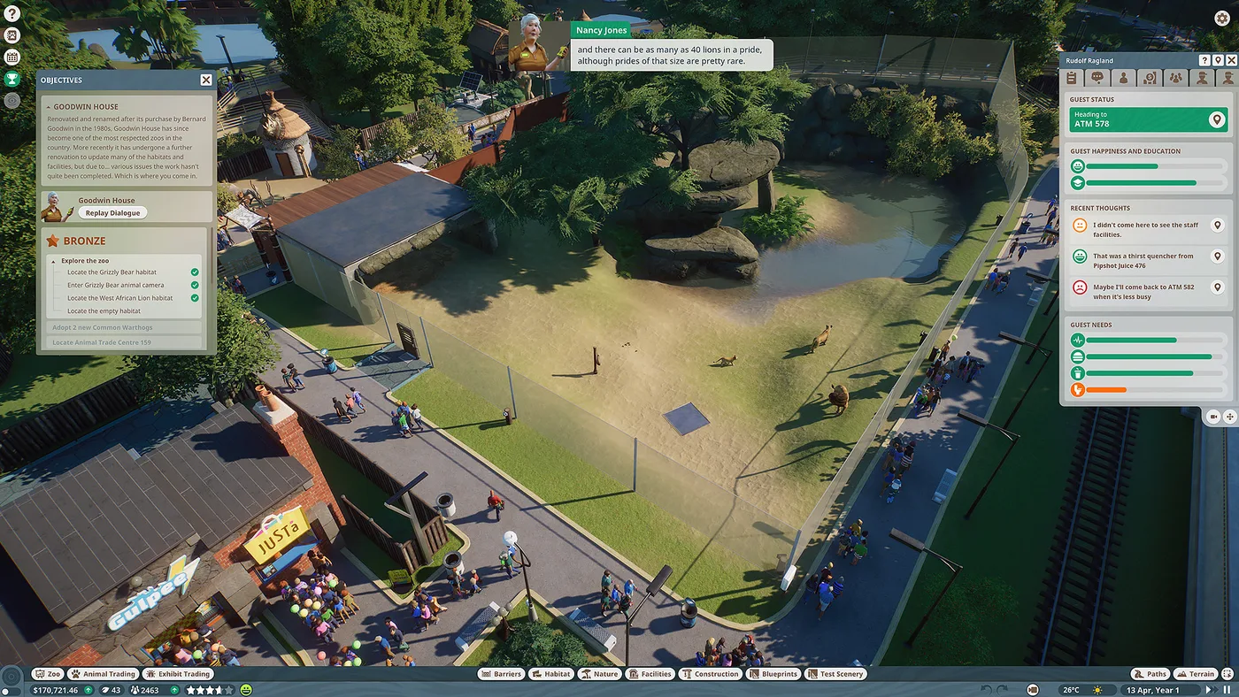 Planet Zoo 遊客設施與園區氛圍