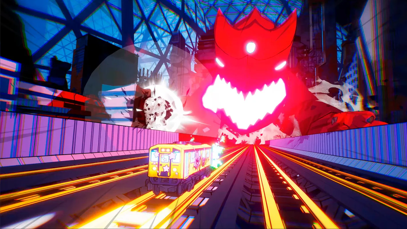 Denshattack boss 或 rival 列車對決場面