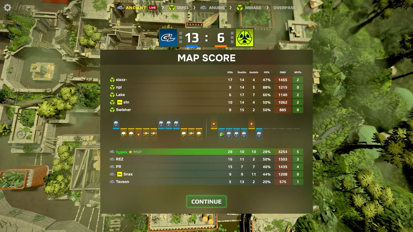 Esports Manager 2026 map score screen