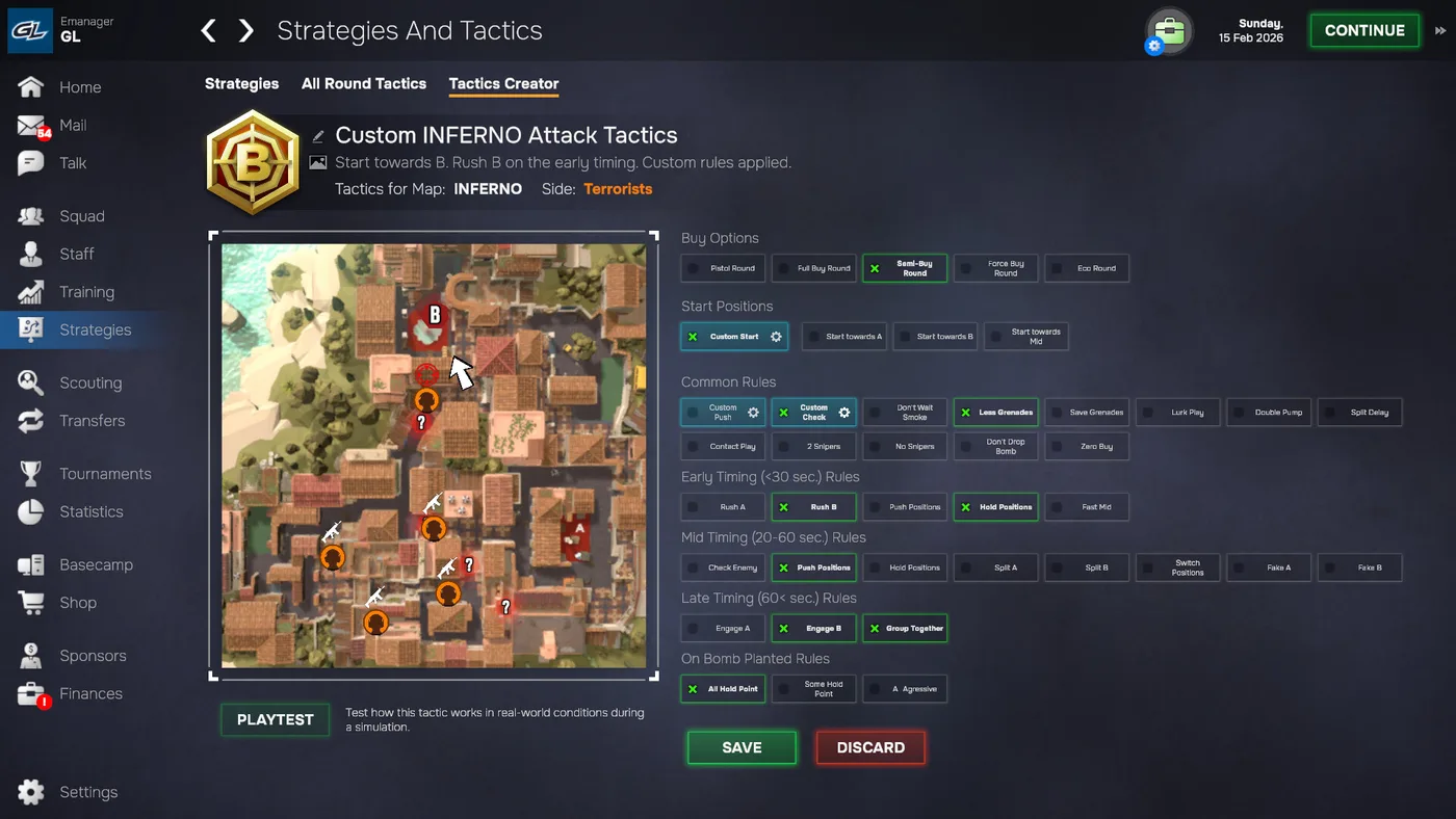 Esports Manager 2026 tactics creator