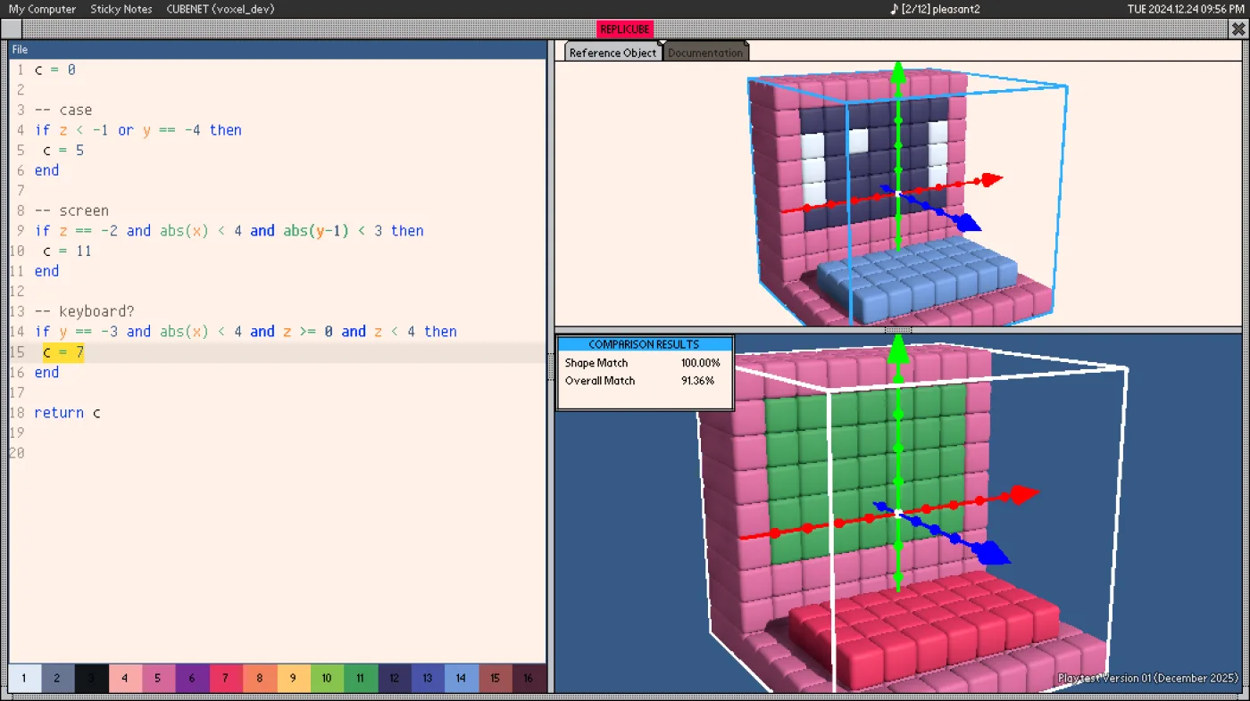 冷門精選:Replicube Steam 買前整理:HK$33,用程式砌 3D voxel 謎題
