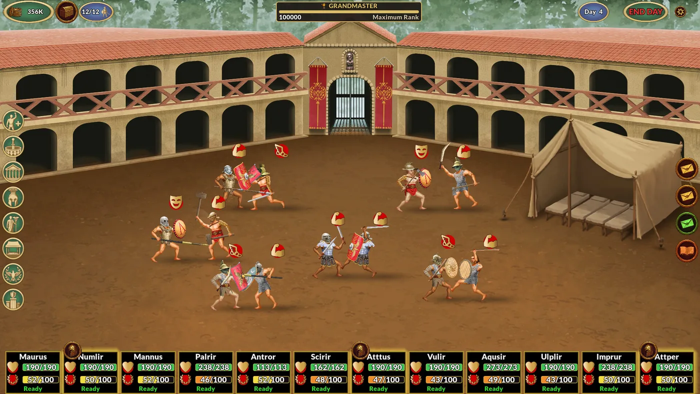 Gladiator Command real-time arena fight view