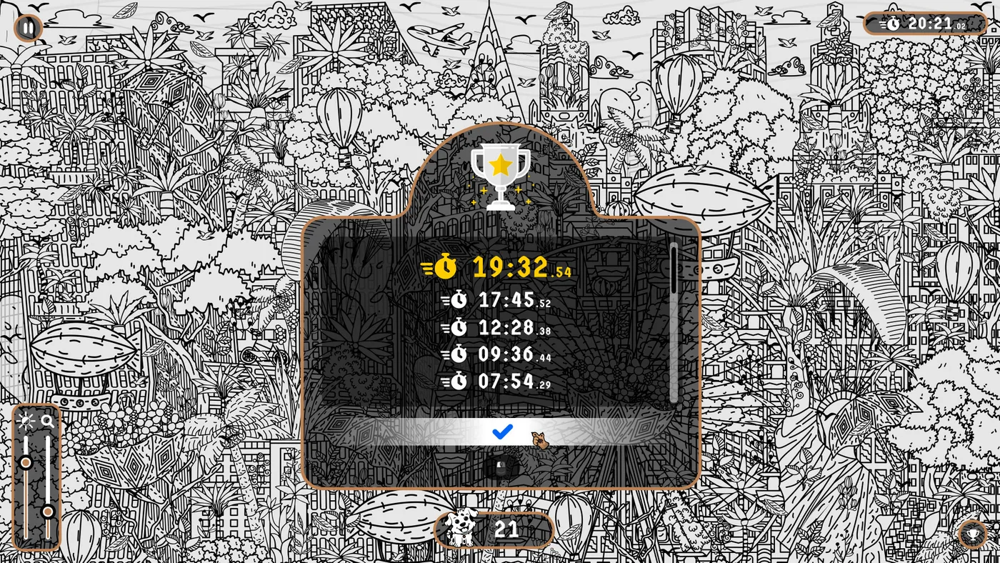 排行榜時間 UI 覆蓋在手繪場景上，顯示遊戲有計時挑戰