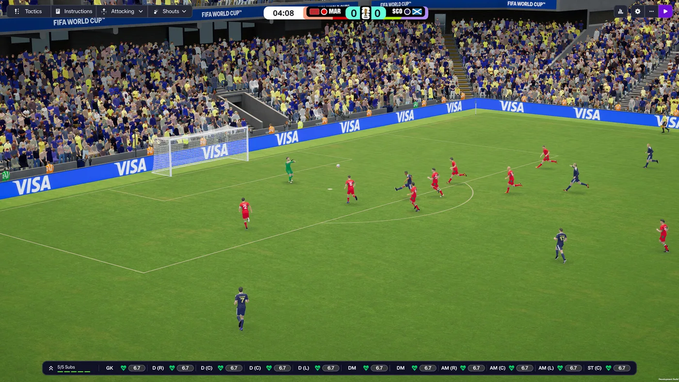 Football Manager 26 比賽日畫面