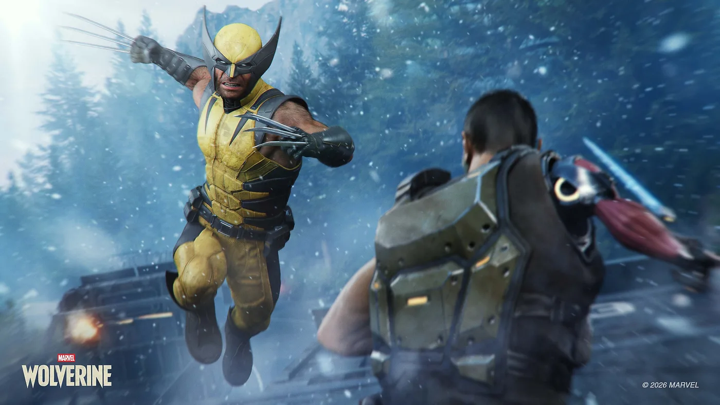 Wolverine 跳向敵人嘅戰鬥場面