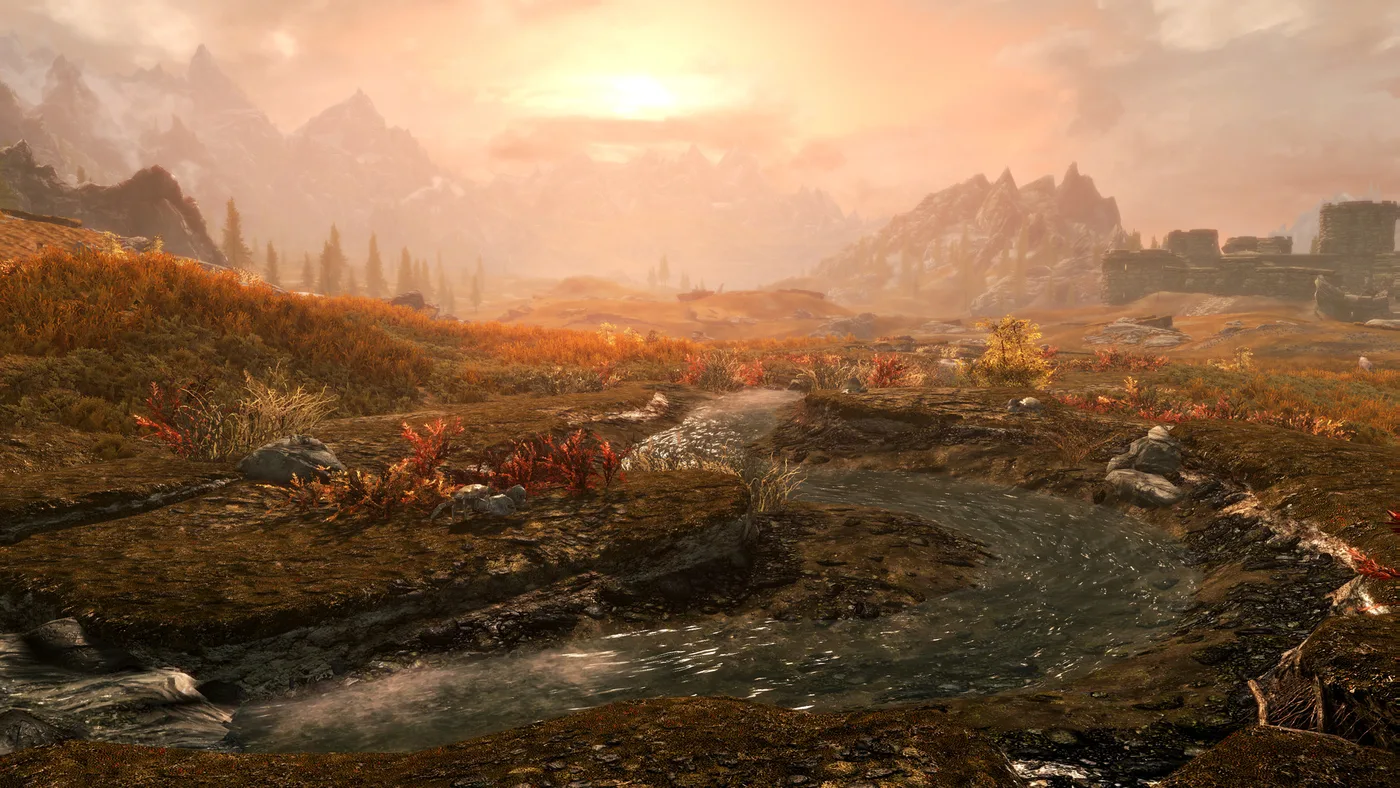 Skyrim 城鎮與山谷景色
