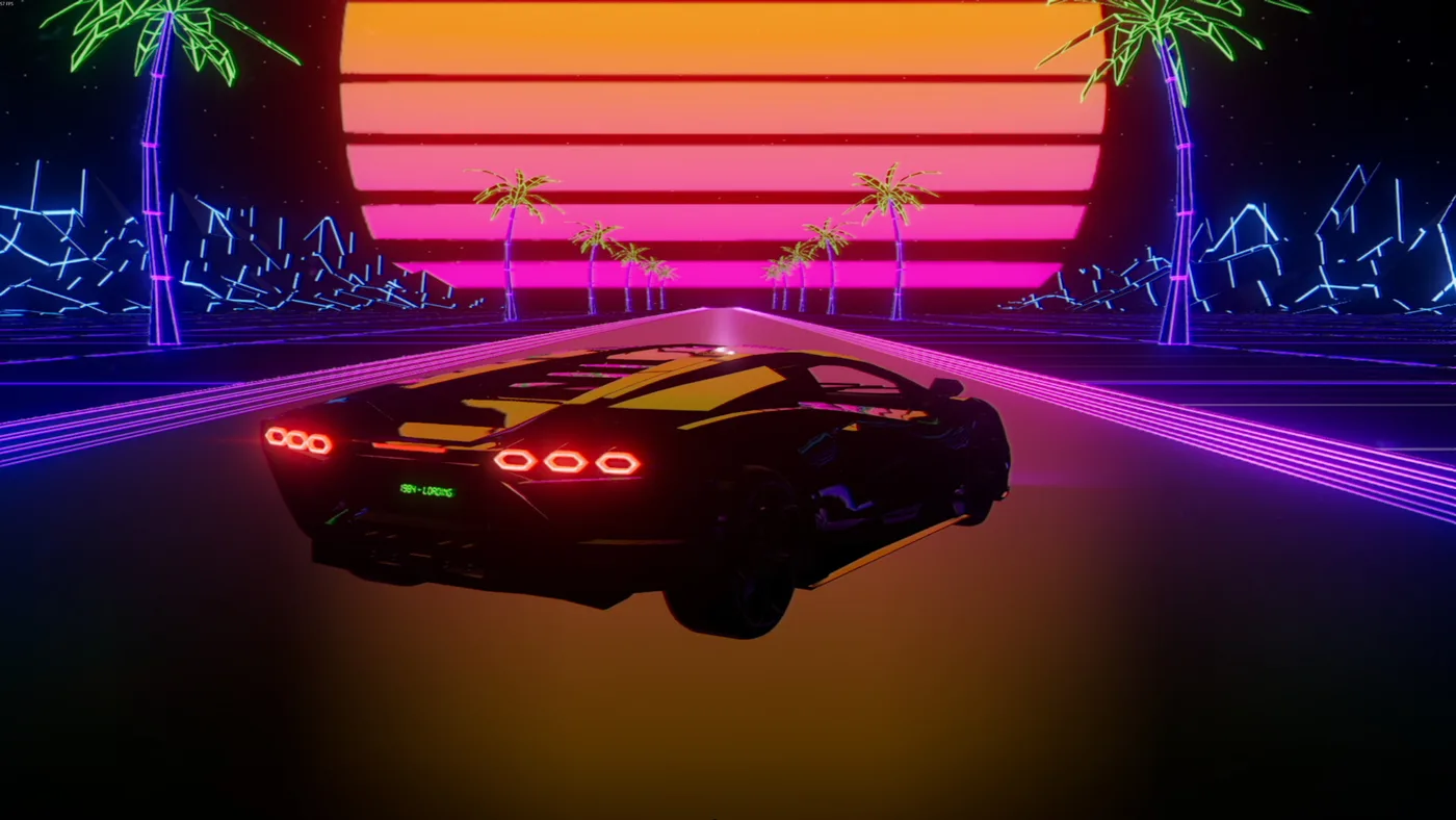 Retrowave 2 雪地場景與第一身駕駛