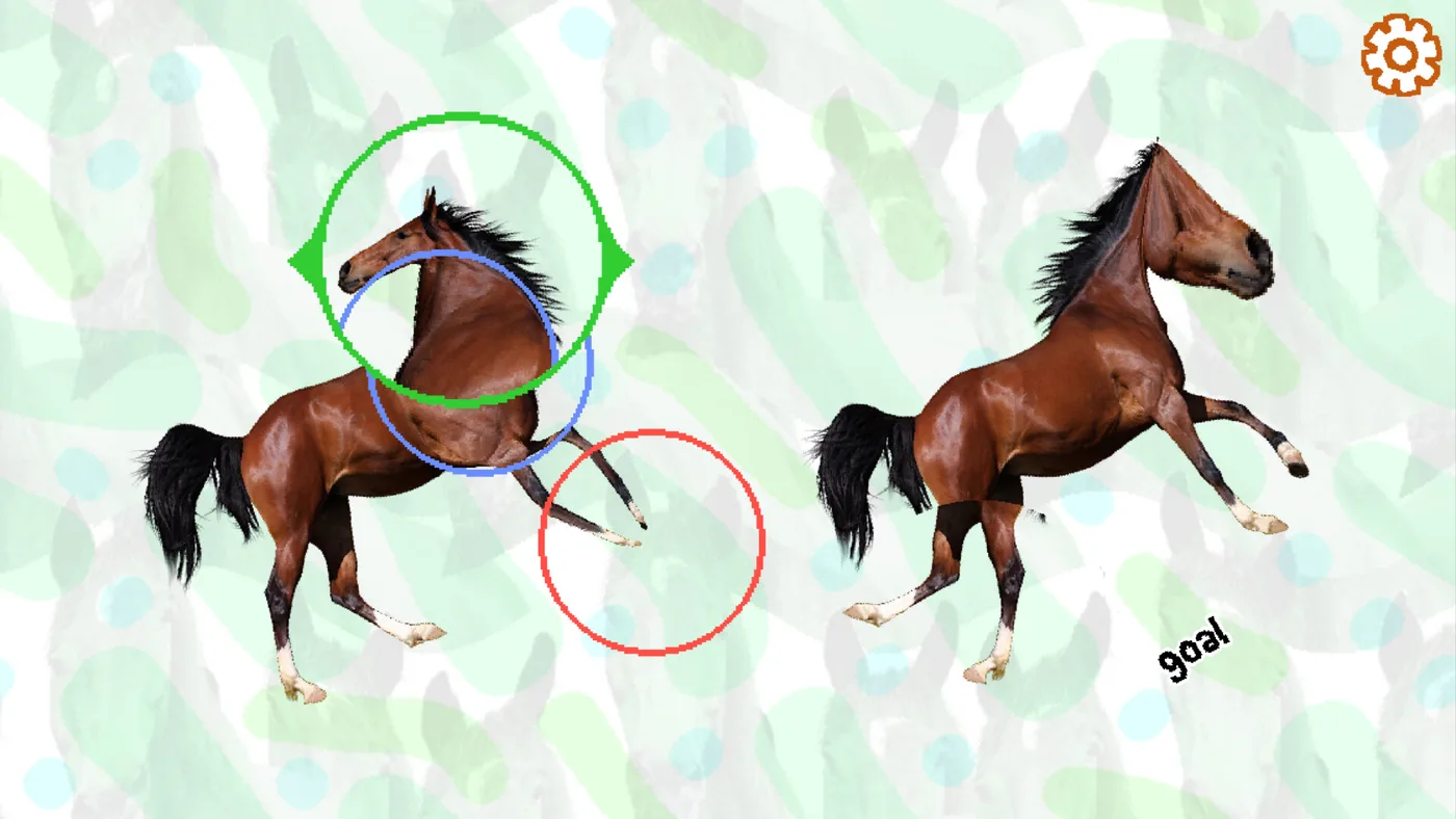 Horse Magnifier 以三塊鏡片校正奔跑馬匹嘅頭身比例