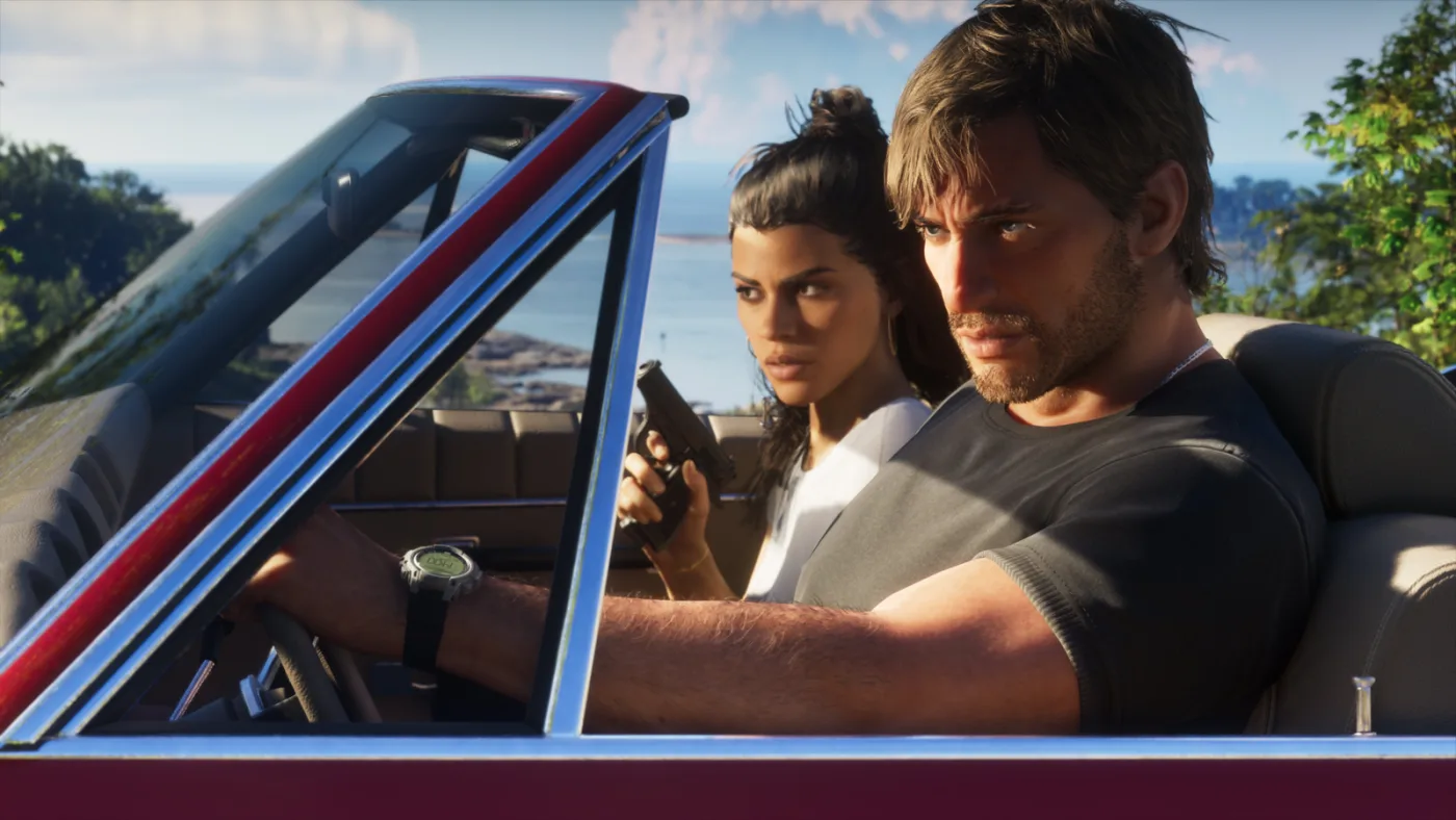 《GTA 6》Jason 與 Lucia 的宣傳畫面
