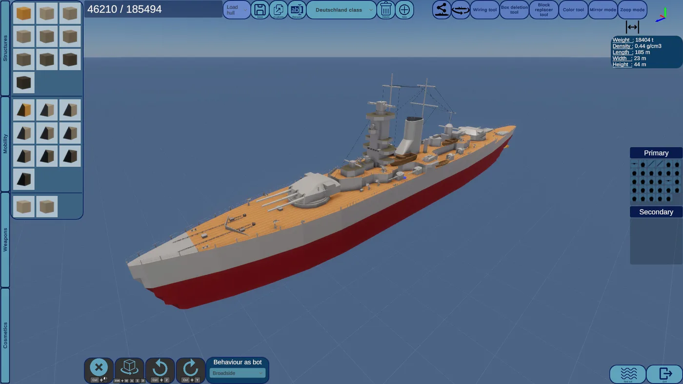《ShipCrafter》的艦艇編輯器畫面