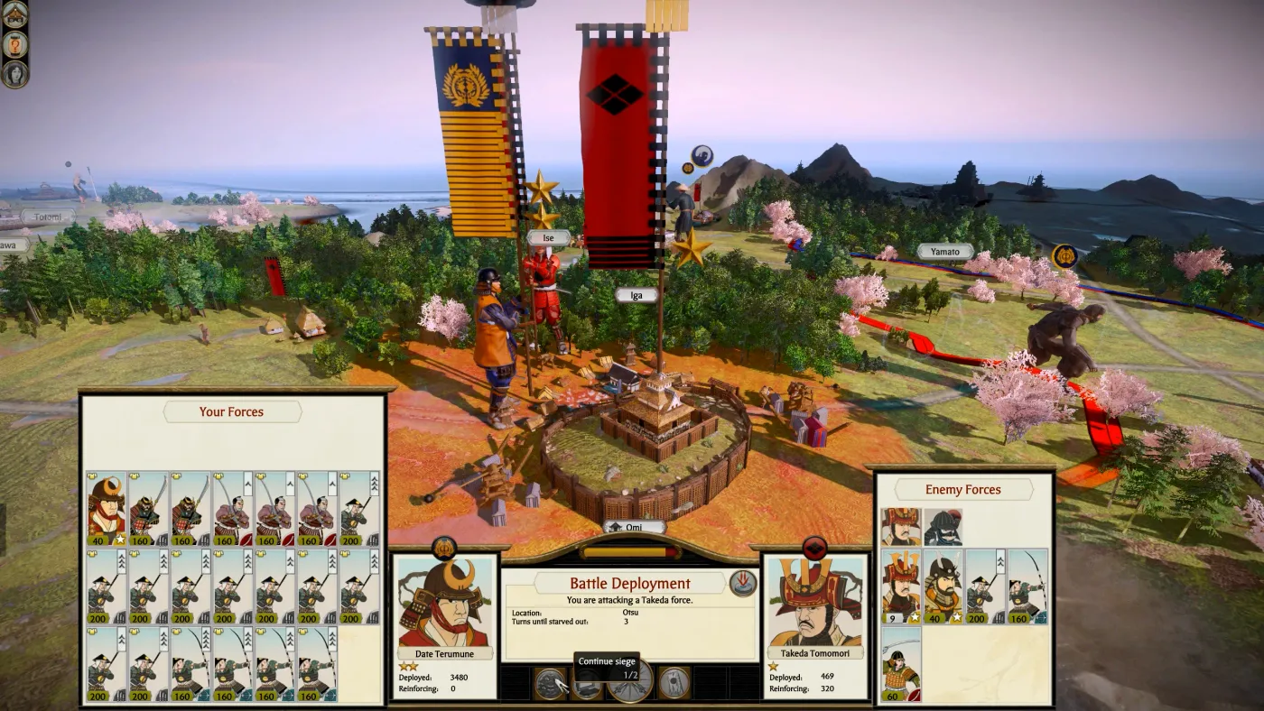 《Total War: SHOGUN 2 Complete Edition》的大地圖與軍勢畫面